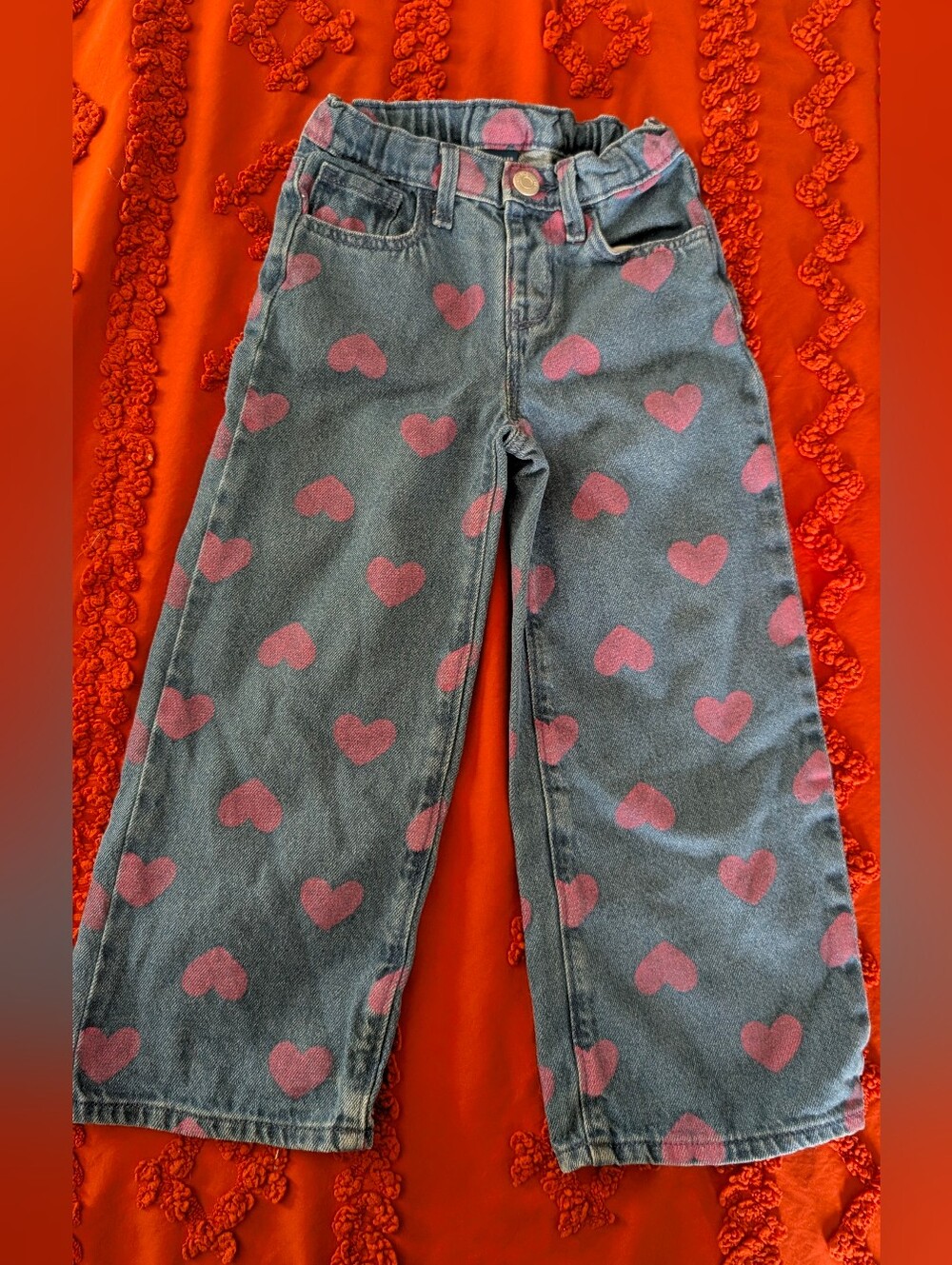 Old Navy Kids Wide-Leg Heart-Print Jeans